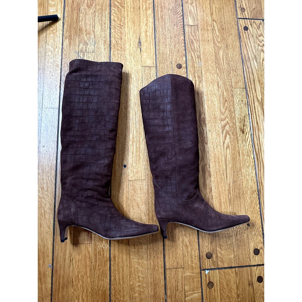 STAUD Knee-high suede boots in Brown 37